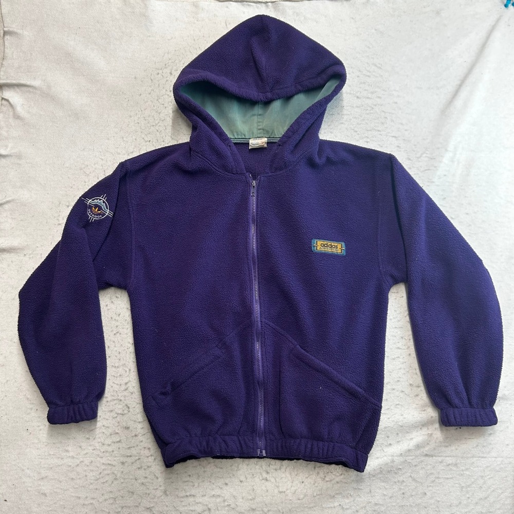 Adidas Adventure Fleece Hoodie Mens Medium Purple Full Zip Outdoor Vintage